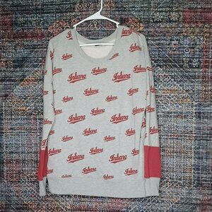 Gen.2  womens IU Indiana Hoosiers AOP Spellout heathered crewneck sweatshirt XL